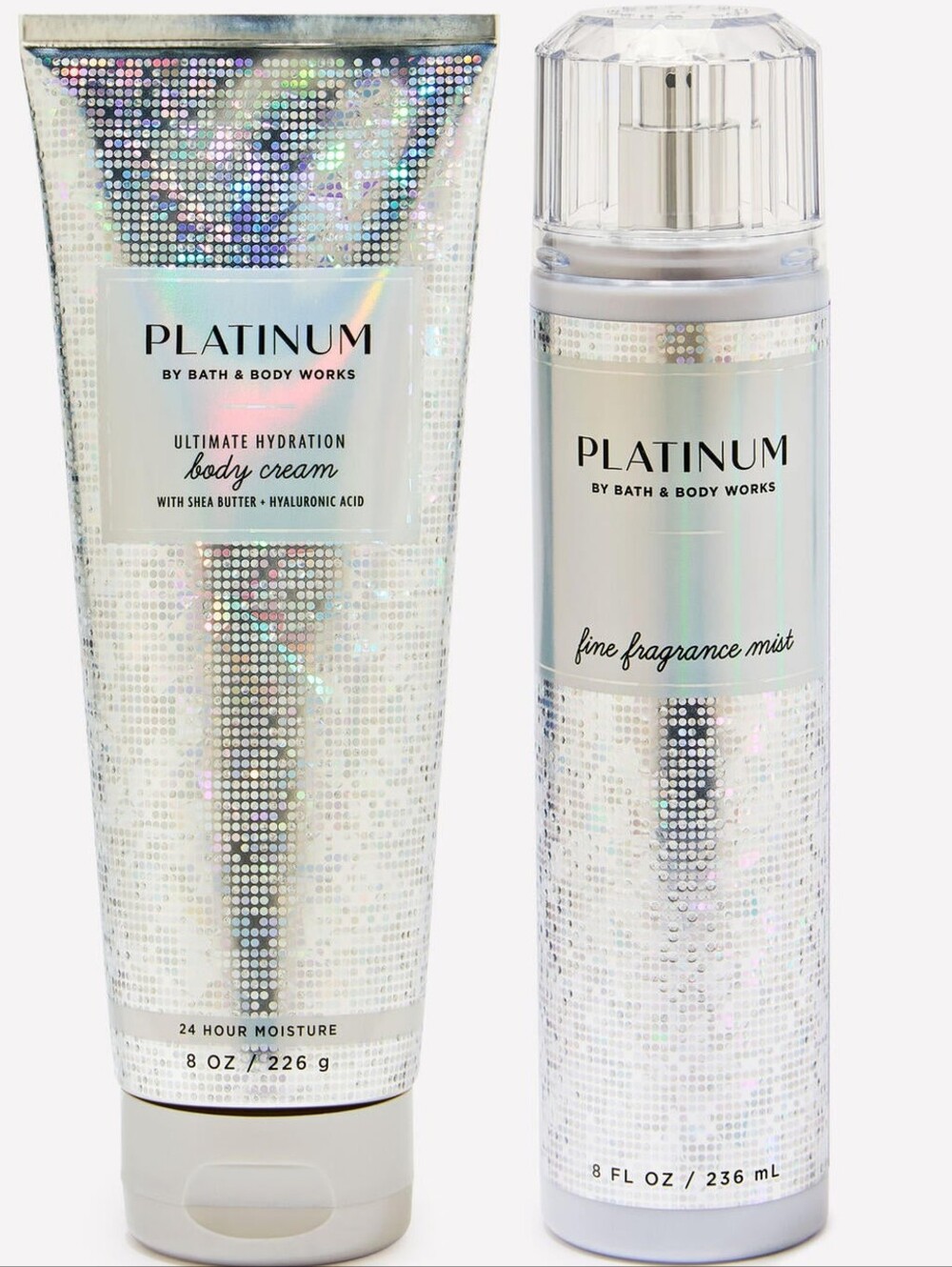 Bath & Body Works Platinum Body Cream & Fine Fragrance Mist Set NEW